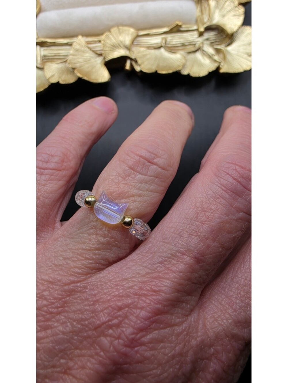 Cute Iridescent Cat Hello Kitty Rings Stretch